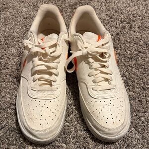 Cream Sneakers with Orange Accent